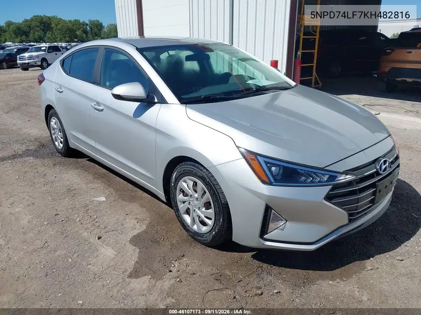 HYUNDAI ELANTRA 2019, VIN 5NPD74LF7KH482816