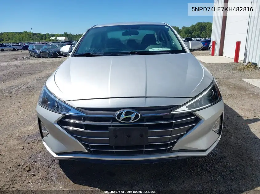 2019 HYUNDAI ELANTRA VIN 5NPD74LF7KH482816 — фото 12