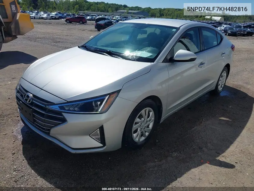 2019 HYUNDAI ELANTRA VIN 5NPD74LF7KH482816 — фото 2