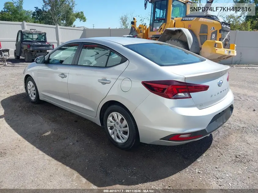 2019 HYUNDAI ELANTRA VIN 5NPD74LF7KH482816 — фото 3