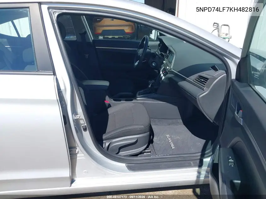 2019 HYUNDAI ELANTRA VIN 5NPD74LF7KH482816 — фото 5