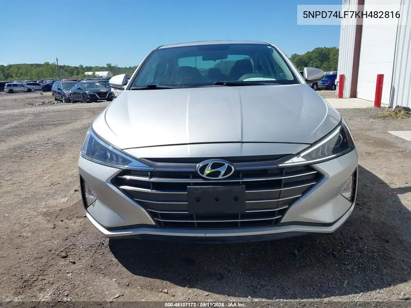 2019 HYUNDAI ELANTRA VIN 5NPD74LF7KH482816 — фото 6