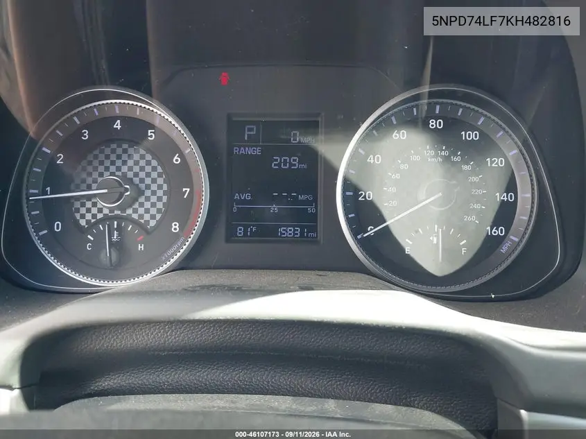2019 HYUNDAI ELANTRA VIN 5NPD74LF7KH482816 — фото 7
