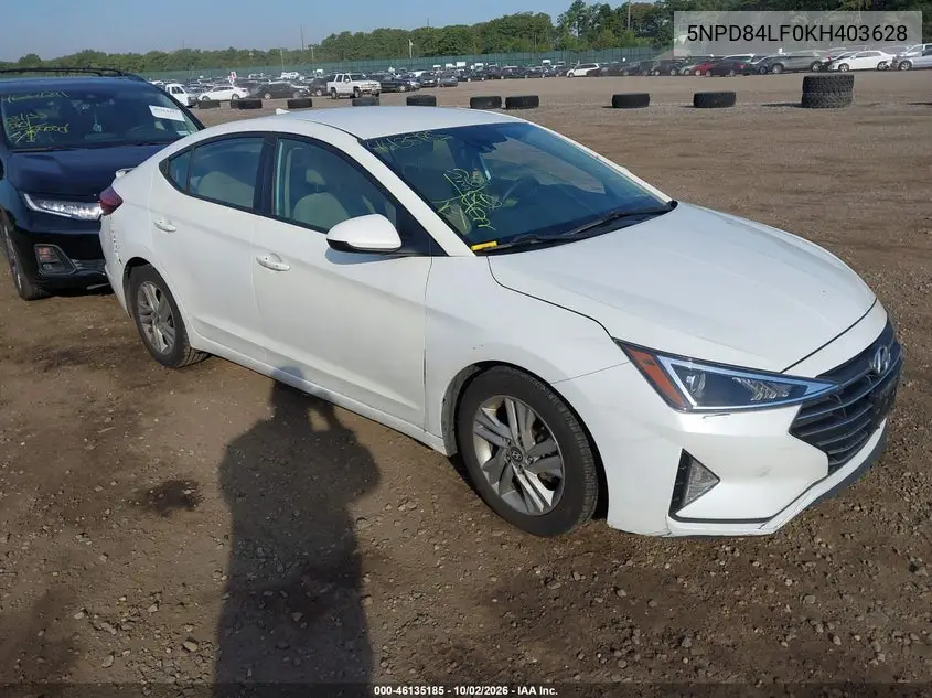 HYUNDAI ELANTRA 2019, VIN 5NPD84LF0KH403628