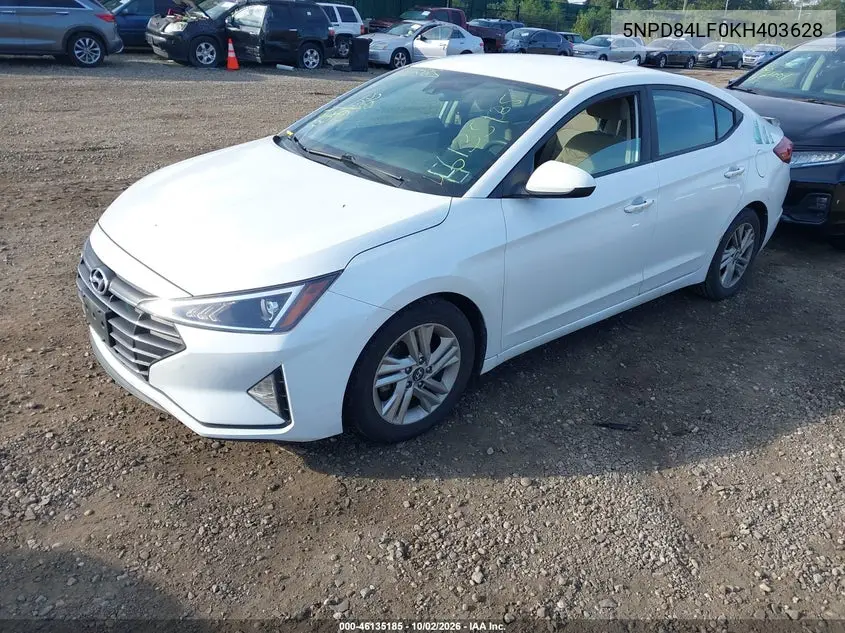 2019 HYUNDAI ELANTRA VIN 5NPD84LF0KH403628 — фото 2