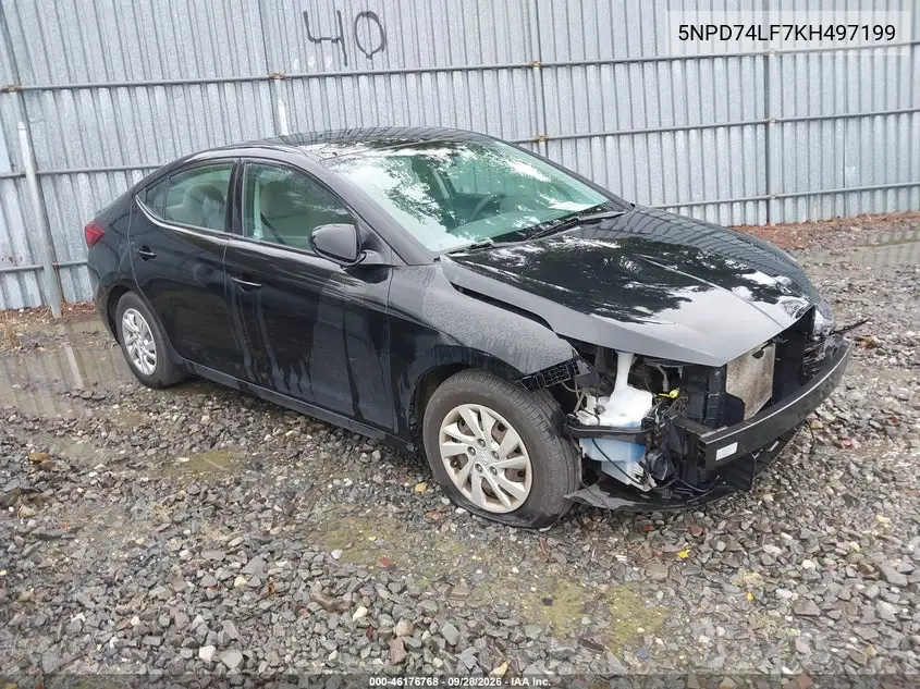 HYUNDAI ELANTRA 2019, VIN 5NPD74LF7KH497199