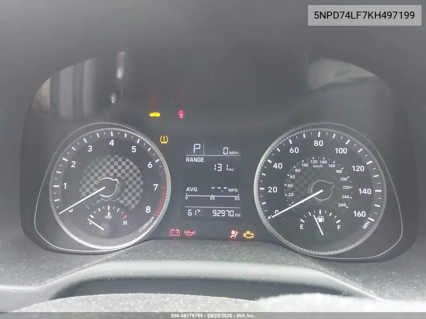 2019 HYUNDAI ELANTRA VIN 5NPD74LF7KH497199 — фото 7