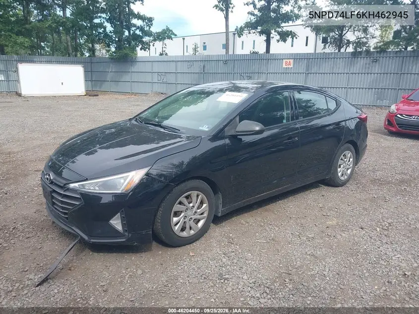 2019 HYUNDAI ELANTRA VIN 5NPD74LF6KH462945 — фото 2
