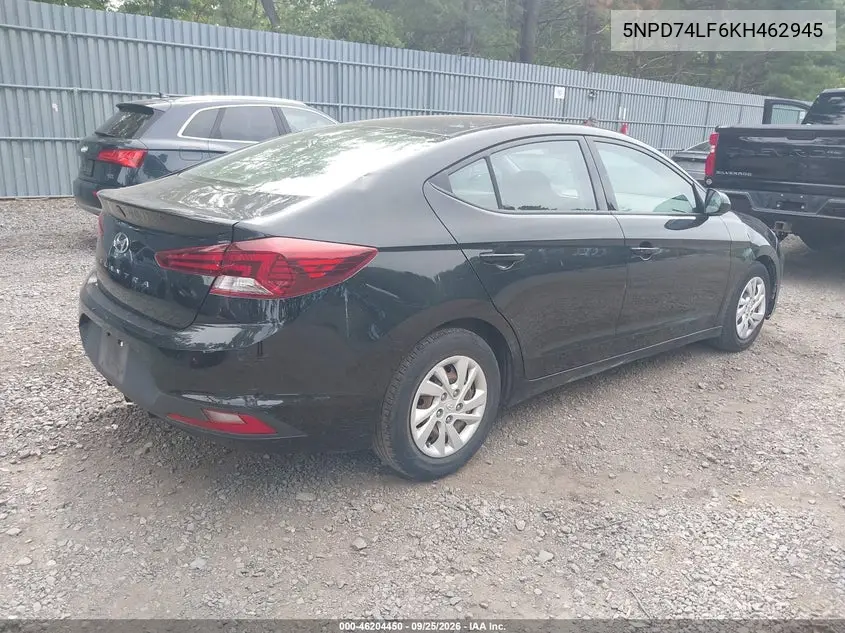 2019 HYUNDAI ELANTRA VIN 5NPD74LF6KH462945 — фото 4