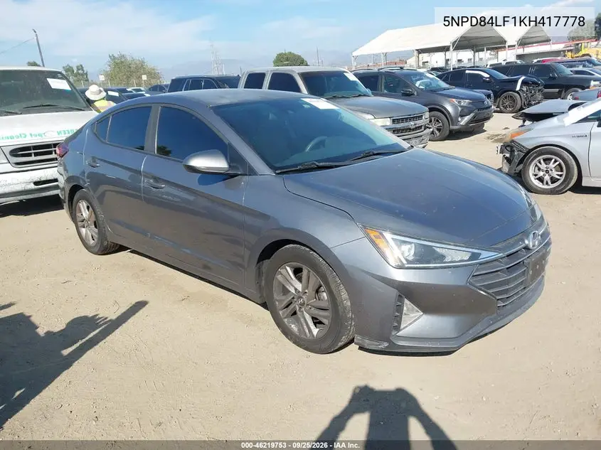 HYUNDAI ELANTRA 2019, VIN 5NPD84LF1KH417778