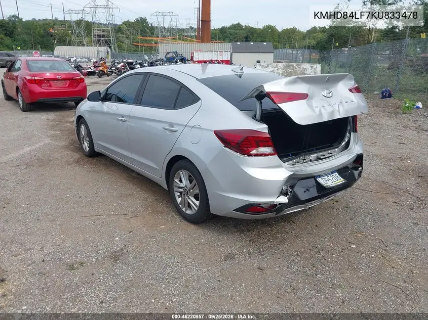 2019 HYUNDAI ELANTRA VIN KMHD84LF7KU833478 — фото 3