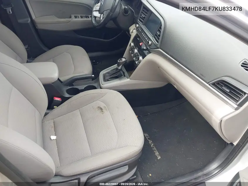 2019 HYUNDAI ELANTRA VIN KMHD84LF7KU833478 — фото 5
