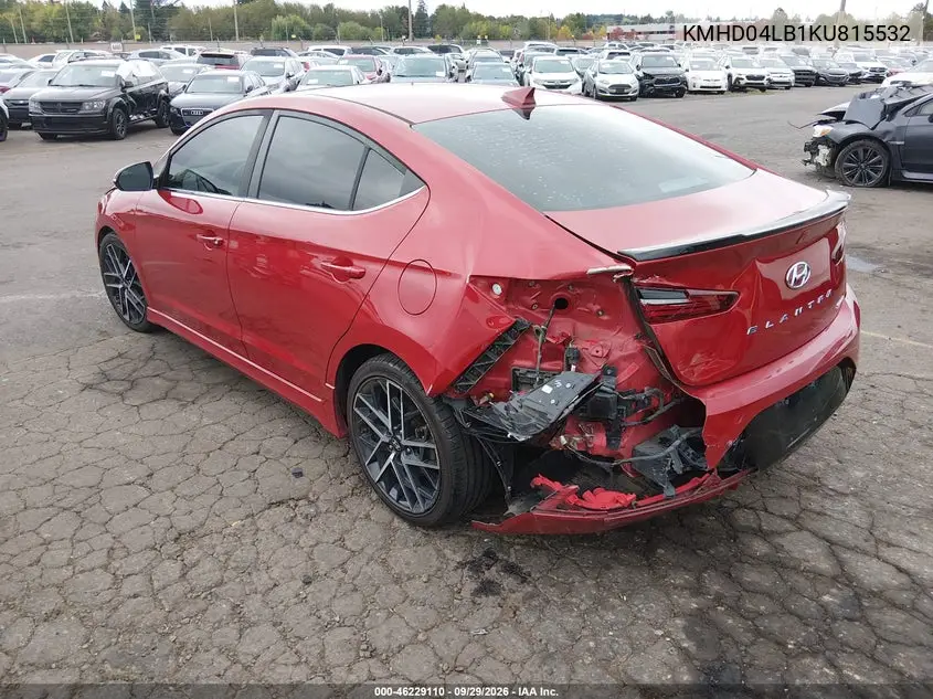 2019 HYUNDAI ELANTRA VIN KMHD04LB1KU815532 — фото 3