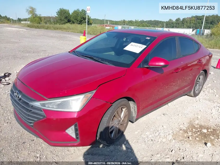 2019 HYUNDAI ELANTRA VIN KMHD84LF5KU877253 — фото 2