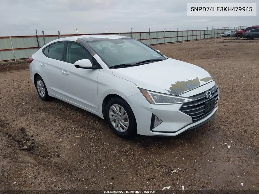HYUNDAI ELANTRA 2019, VIN 5NPD74LF3KH479945