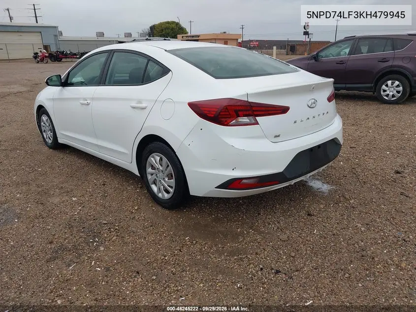 2019 HYUNDAI ELANTRA VIN 5NPD74LF3KH479945 — фото 3