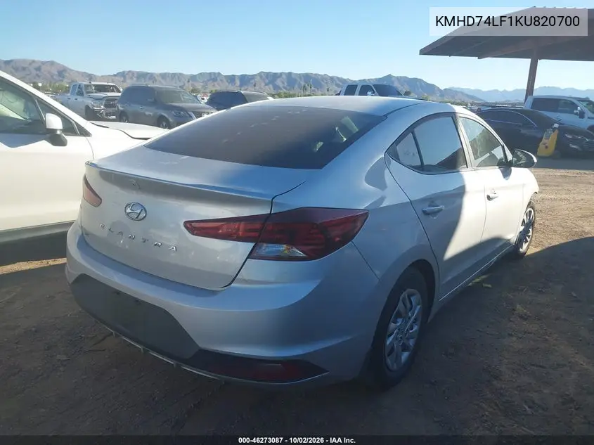 2019 HYUNDAI ELANTRA VIN KMHD74LF1KU820700 — фото 4