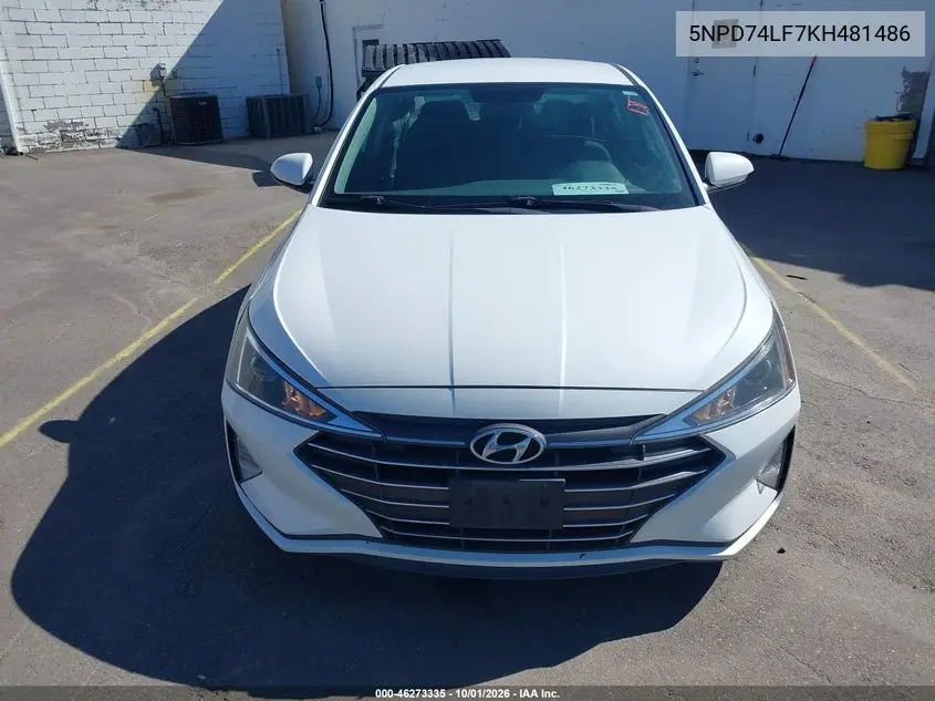 2019 HYUNDAI ELANTRA VIN 5NPD74LF7KH481486 — фото 13