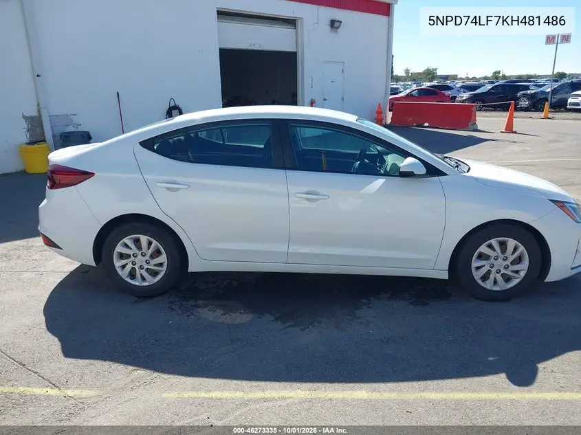 2019 HYUNDAI ELANTRA VIN 5NPD74LF7KH481486 — фото 14