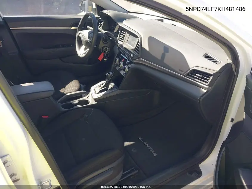 2019 HYUNDAI ELANTRA VIN 5NPD74LF7KH481486 — фото 5