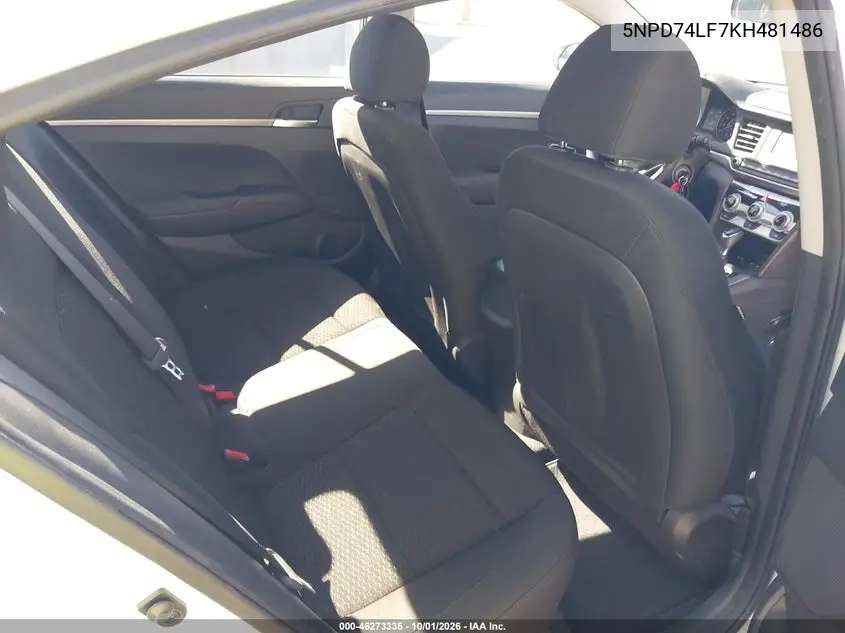 2019 HYUNDAI ELANTRA VIN 5NPD74LF7KH481486 — фото 8