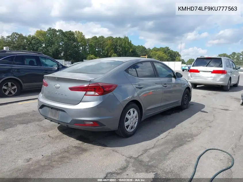 2019 HYUNDAI ELANTRA VIN KMHD74LF9KU777563 — фото 4
