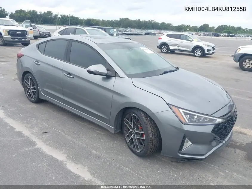 HYUNDAI ELANTRA 2019, VIN KMHD04LB4KU812558