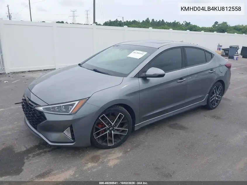 2019 HYUNDAI ELANTRA VIN KMHD04LB4KU812558 — фото 2
