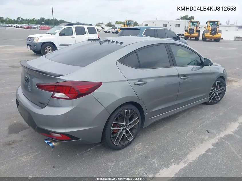 2019 HYUNDAI ELANTRA VIN KMHD04LB4KU812558 — фото 4