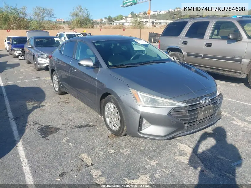 HYUNDAI ELANTRA 2019, VIN KMHD74LF7KU784608