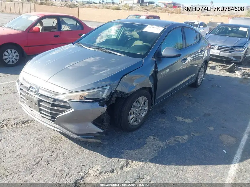 2019 HYUNDAI ELANTRA VIN KMHD74LF7KU784608 — фото 2