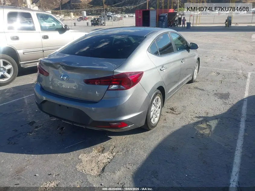 2019 HYUNDAI ELANTRA VIN KMHD74LF7KU784608 — фото 4