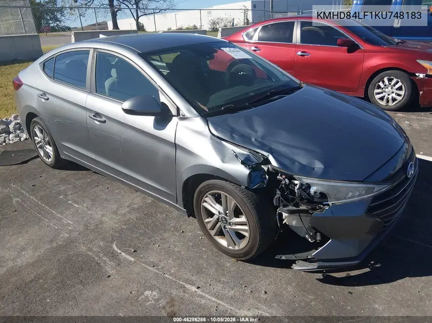 HYUNDAI ELANTRA 2019, VIN KMHD84LF1KU748183