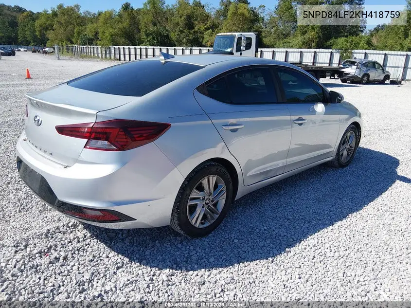 2019 HYUNDAI ELANTRA VIN 5NPD84LF2KH418759 — фото 4