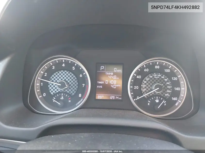 2019 HYUNDAI ELANTRA VIN 5NPD74LF4KH492882 — фото 7
