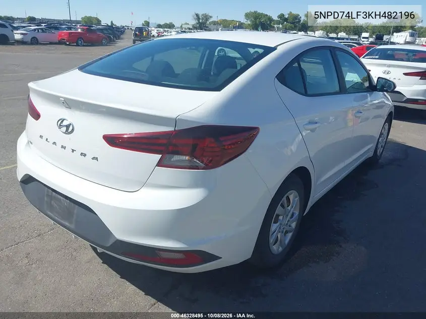 2019 HYUNDAI ELANTRA VIN 5NPD74LF3KH482196 — фото 4