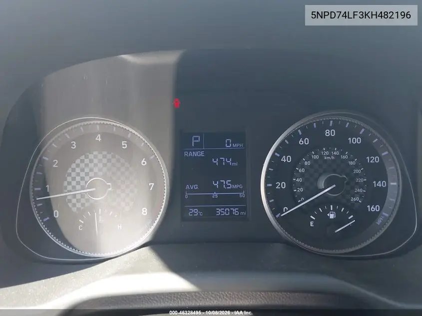 2019 HYUNDAI ELANTRA VIN 5NPD74LF3KH482196 — фото 7