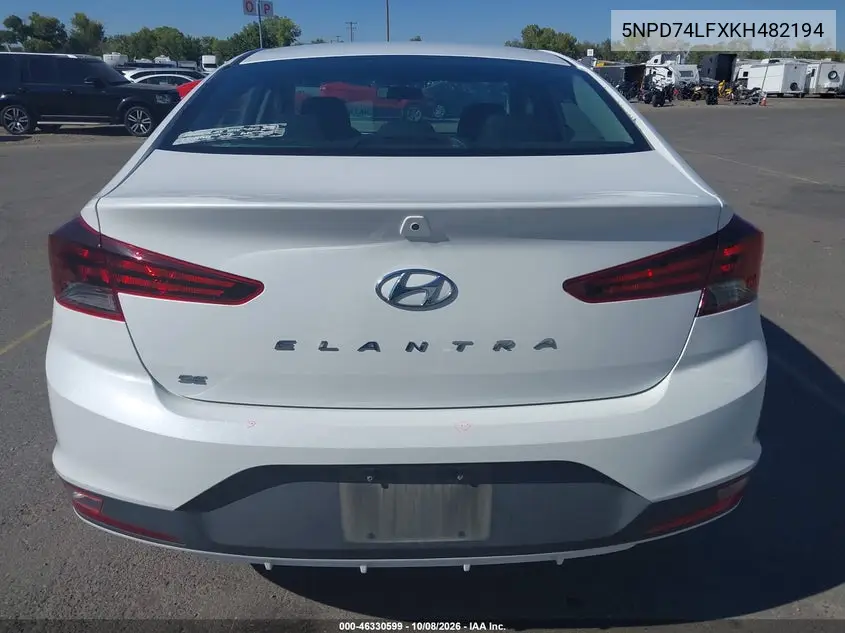 2019 HYUNDAI ELANTRA VIN 5NPD74LFXKH482194 — фото 16