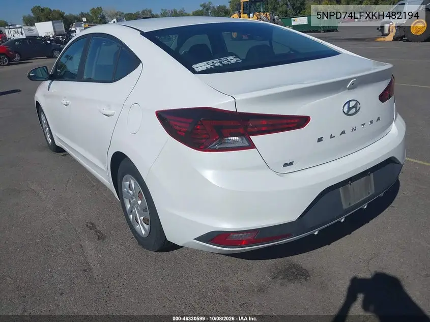 2019 HYUNDAI ELANTRA VIN 5NPD74LFXKH482194 — фото 3