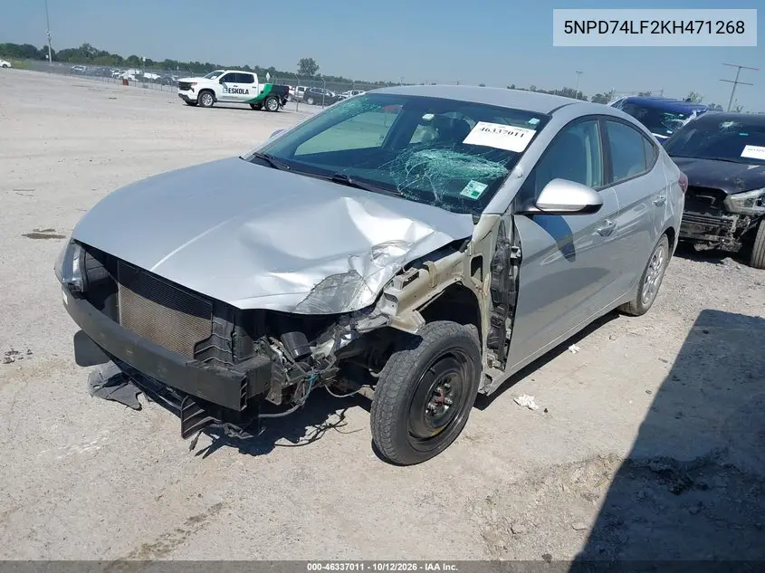2019 HYUNDAI ELANTRA VIN 5NPD74LF2KH471268 — фото 2