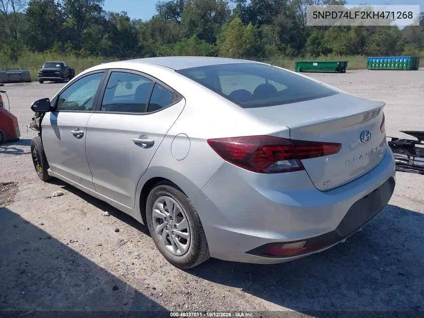 2019 HYUNDAI ELANTRA VIN 5NPD74LF2KH471268 — фото 3