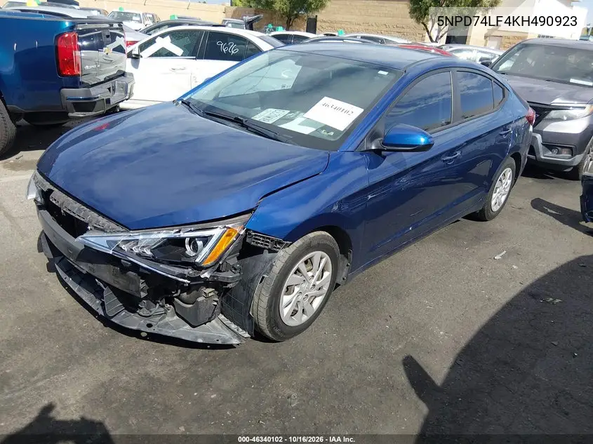 2019 HYUNDAI ELANTRA VIN 5NPD74LF4KH490923 — фото 2