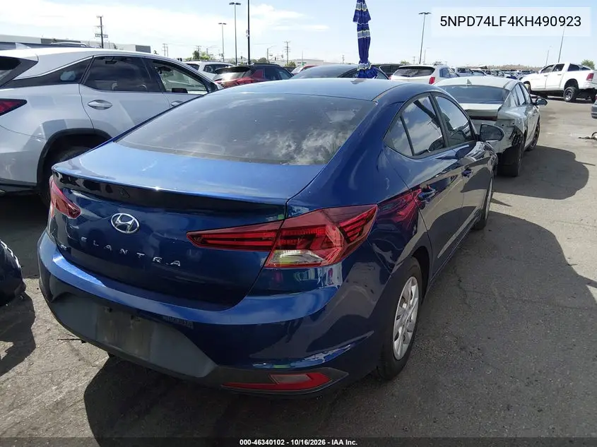 2019 HYUNDAI ELANTRA VIN 5NPD74LF4KH490923 — фото 4