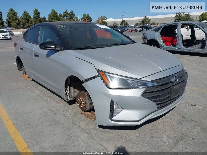 HYUNDAI ELANTRA 2019, VIN KMHD84LF1KU738043