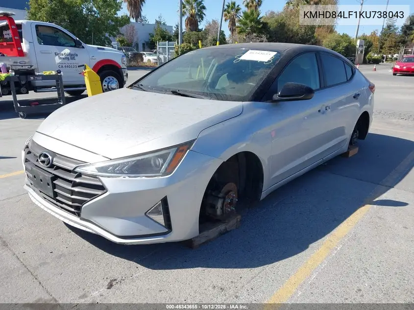 2019 HYUNDAI ELANTRA VIN KMHD84LF1KU738043 — фото 2