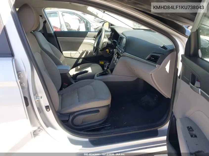 2019 HYUNDAI ELANTRA VIN KMHD84LF1KU738043 — фото 5