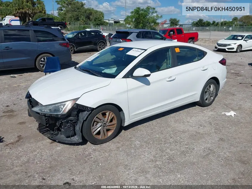 2019 HYUNDAI ELANTRA VIN 5NPD84LF0KH450951 — фото 2