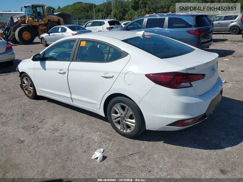2019 HYUNDAI ELANTRA VIN 5NPD84LF0KH450951 — фото 3