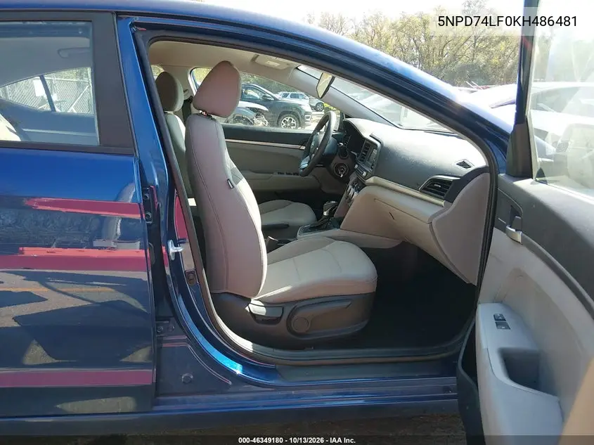 2019 HYUNDAI ELANTRA VIN 5NPD74LF0KH486481 — фото 5