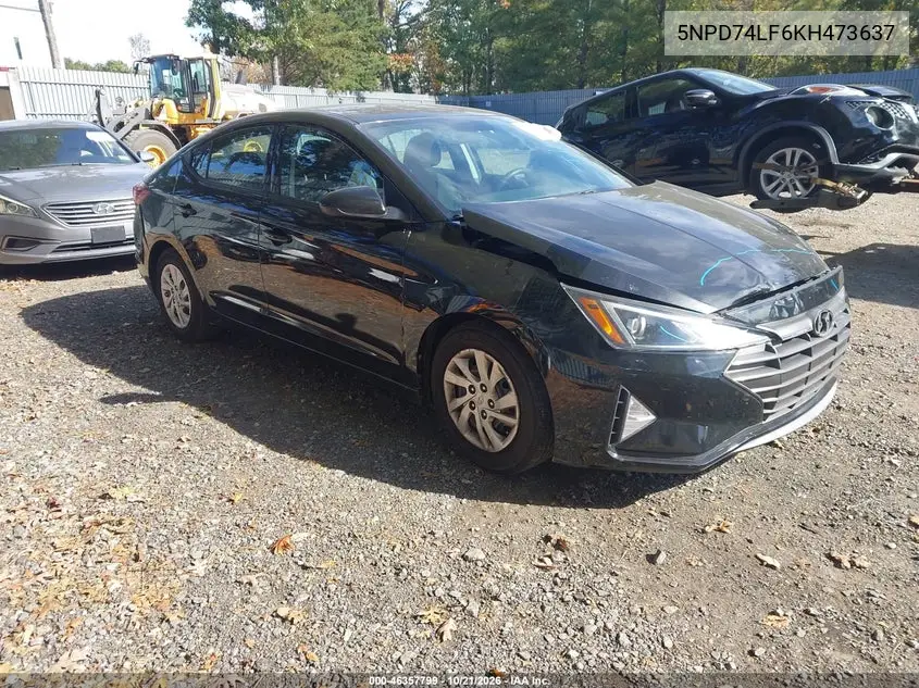 HYUNDAI ELANTRA 2019, VIN 5NPD74LF6KH473637